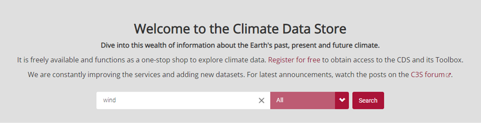 Climate Data Store search engine